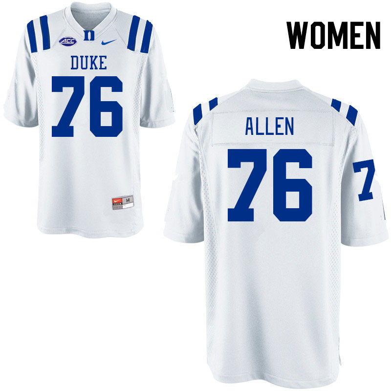 Women #76 Gemyel Allen Duke Blue Devils College Football Jerseys Stitched-White